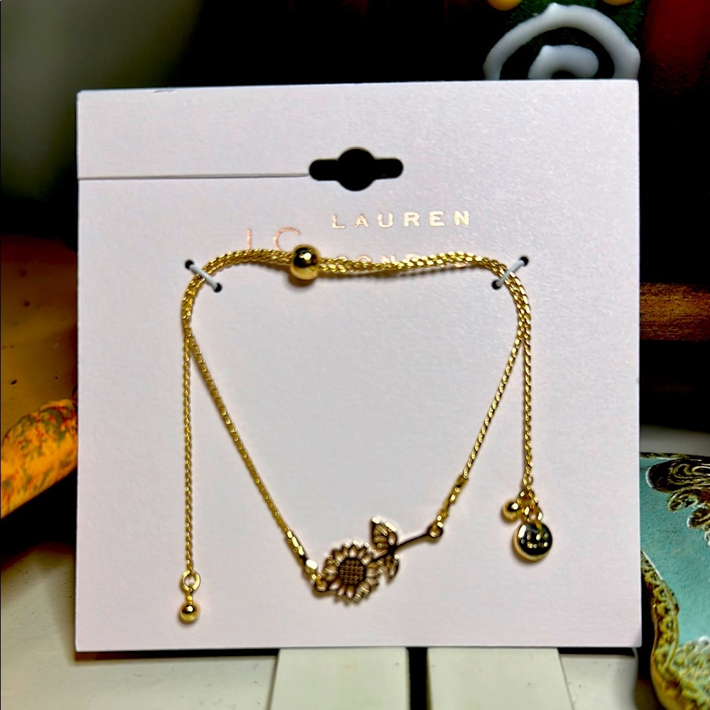 LC Lauren Conrad Gold Charm Bracelet Dainty Chain Design